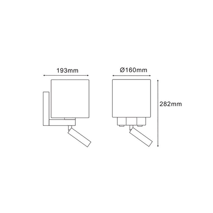 Buy Bedside Reading Lights Australia Brighton E27 Wall Lamp + 5000K LED Adjustable Reading Light - BRIGHTON02