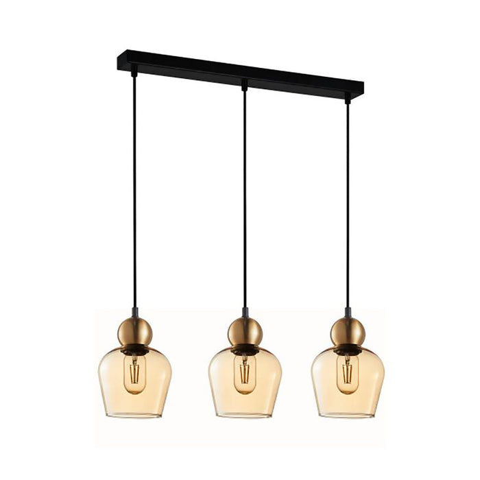 Buy Island Pendant Lights Australia Interior Bronze Amber Ellipse Glass Shape 3 Light Island Pendant - CHAMPAN1X3S