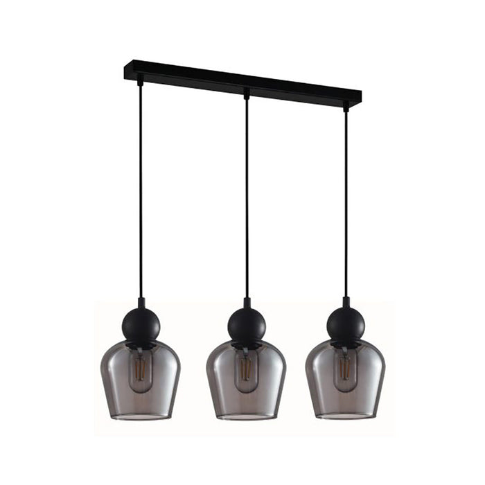 Buy Island Pendant Lights Australia Interior Black Smoke Ellipse Glass Shape 3 Light Island Pendant - CHAMPAN2X3S