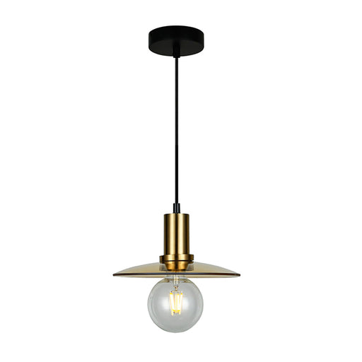 Buy Pendant Lights Australia Chapeau 1 Light Pendant Antique Brass With Amber Coolie Shape Shade 220mm - CHAPEAU2