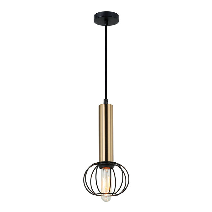 Buy Mini Pendants Australia Interior Round Cage 1 Light Pendant Antique Brass / Matt Black - CORAZON2