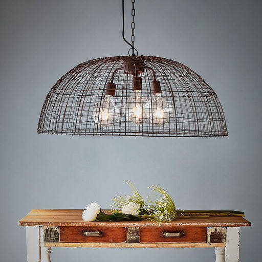 Buy Pendant Lights Australia Cray Dome 3 Light Wire Weave Dome Pendant Antique Copper - ZAF11137