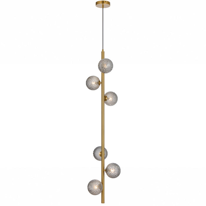 Elson 6 Light Pendant Antique Gold & Smoke Tear - ELSON PE06-AGSMT