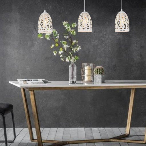 Buy Pendant Lights Australia Interior Iron Cage Ellipse Shape 1 Light Pendant White - ESCAMA2