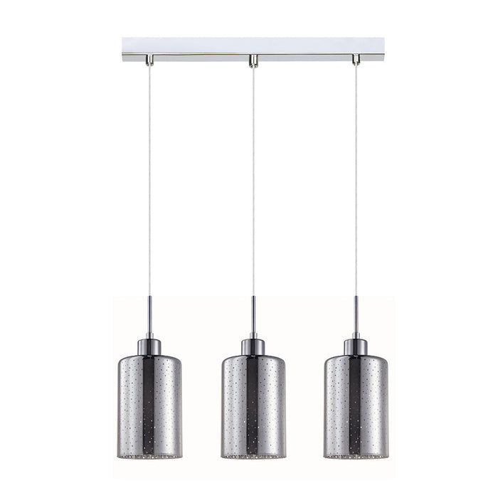 Buy Island Pendant Lights Australia Interior Iron & Chrome Glass With Dotted Effect 3 Light Island Pendant - ESPEJO3X3S
