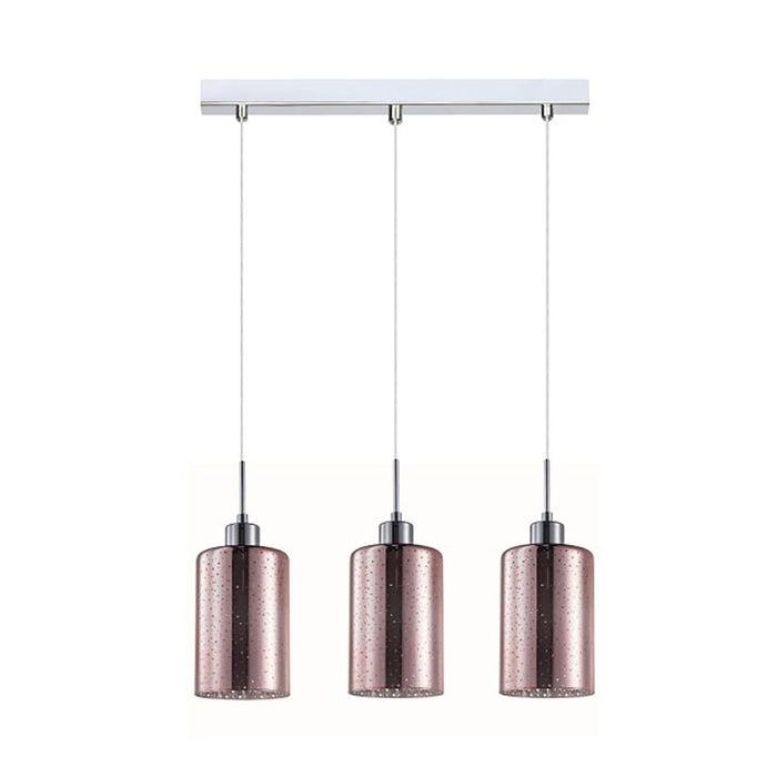 Buy Island Pendant Lights Australia Interior Iron & Rose Gold Glass With Dotted Effect 3 Light Island Pendant - ESPEJO4X3S