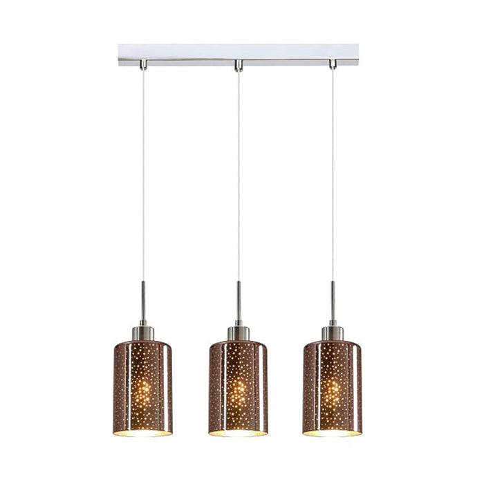 Buy Island Pendant Lights Australia Interior Iron & Rose Gold Glass With Dotted Effect 3 Light Island Pendant - ESPEJO4X3S
