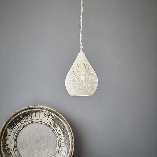 Buy Pendant Lights Australia Europa Small 1 Light Perforated Teardrop Pendant White - ZAF11099SM