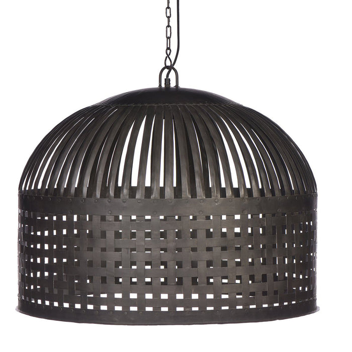 Buy Pendant Lights Australia Esch 1 Light Woven Iron Strips Large Pendant Antique Black - ZAF10407
