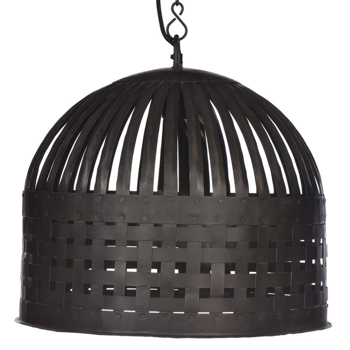 Buy Pendant Lights Australia Esch 1 Light Woven Iron Strips Medium Pendant Antique Black - ZAF10408