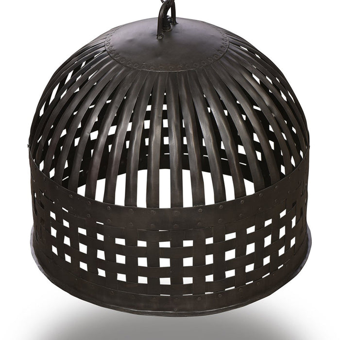 Buy Pendant Lights Australia Esch 1 Light Woven Iron Strips Medium Pendant Antique Black - ZAF10408