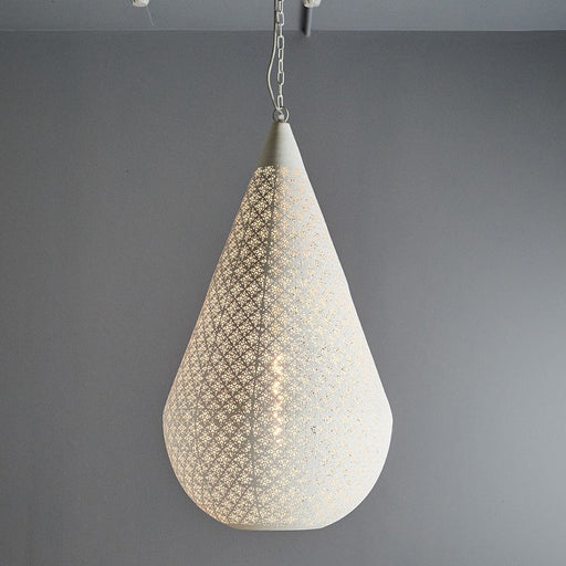 Buy Pendant Lights Australia Europa Large 1 Light Perforated Teardrop Pendant White - ZAF11099