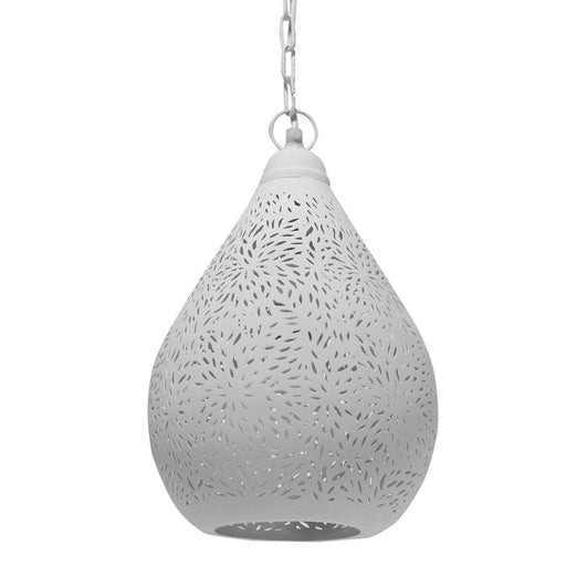 Buy Pendant Lights Australia Europa Small 1 Light Perforated Teardrop Pendant White - ZAF11099SM