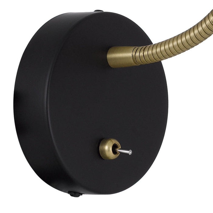 Buy Bedside Reading Lights Australia Farbon Wall Light Black Metal Brass Matt Rocket Switch - FARBON WBS-BK