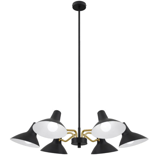 Buy Pendant Lights Australia Farbon 6 Lights Pendant Black/Brass Matt Metal - FARBON PE6-BK