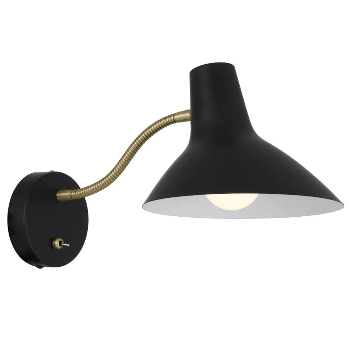 Buy Bedside Reading Lights Australia Farbon Wall Light Black Metal Brass Matt Rocket Switch - FARBON WBS-BK