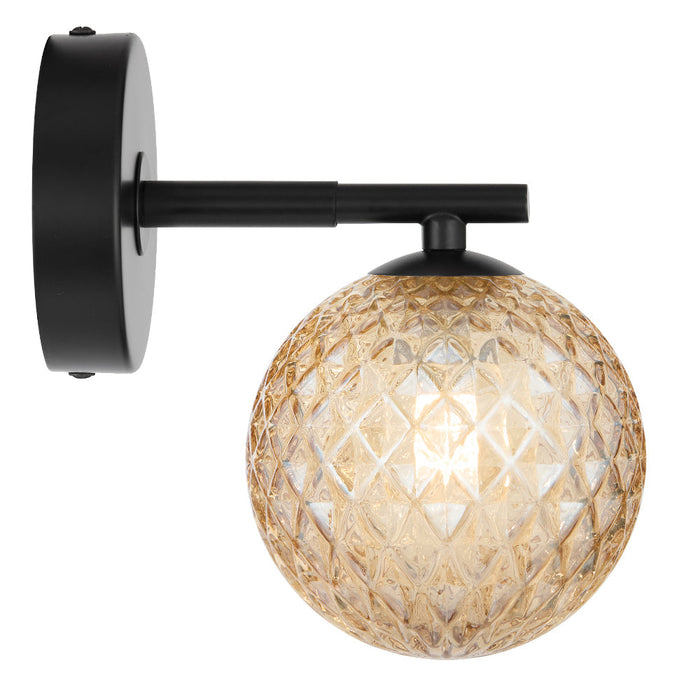 Felton 1 Light Wall Light Amber & Black - FELTON WB1-BKAMT