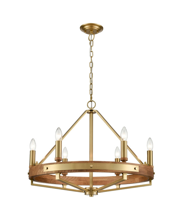 Funale 6 Light  Pendant Oak Wood - FUNALE4
