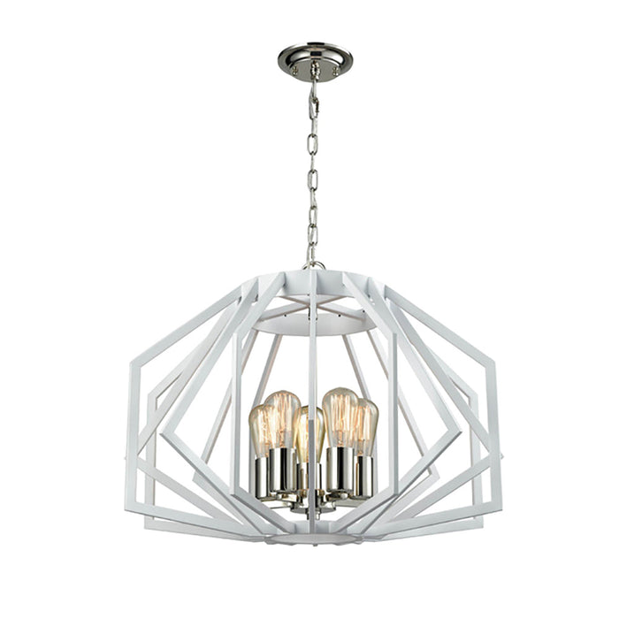 Buy Pendant Lights Australia Gamba 5 Light White Wide Cage Pendant - GAMBA3