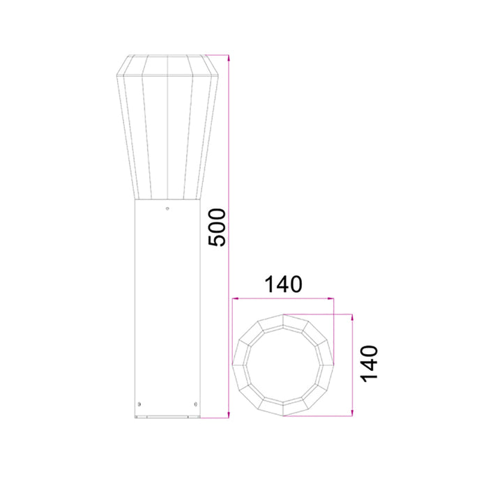 Buy Bollard Lights Australia GEB Exterior LED Bollar Dark Grey 13W 3000K IP54 500mm - GEB2