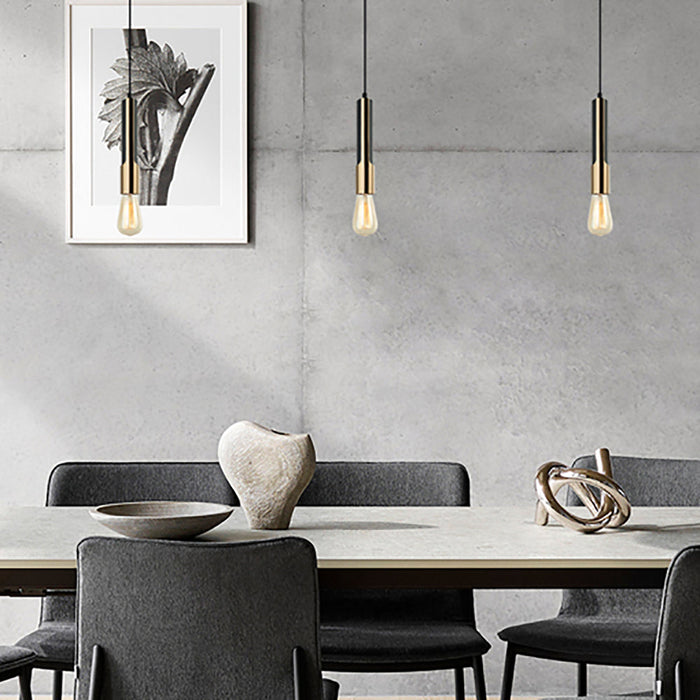 Buy Mini Pendants Australia Interior Vertical Plate Tube 1 Light Pendant Matt Black / Antique Brass - GOLDA2