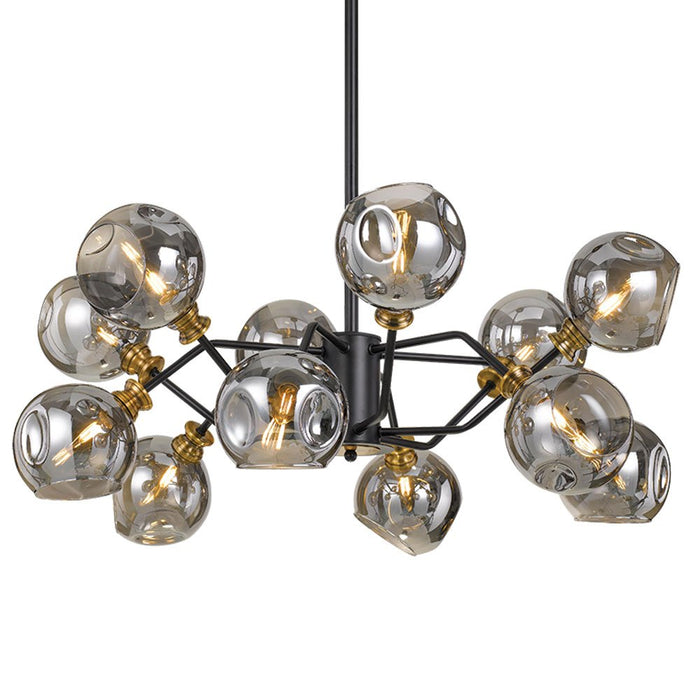 Buy Pendant Lights Australia Annabel 12 Light Pendant Black & Antique Brass, Smoke - ANNABEL PE12-BK