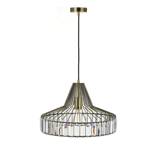 Buy Pendant Lights Australia Elmas 1 Light Pendant 420mm Antique Brass & Clear Beads - ELMAS PE42-AB+CL