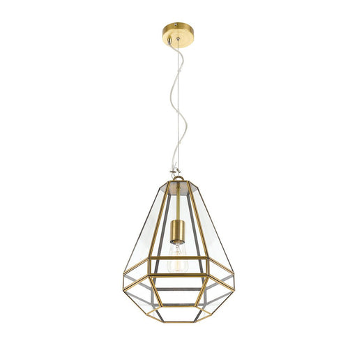 Buy Pendant Lights Australia Espada 1 Light Pendant 300mm Antique Brass & Clear - ESPADA PE30-AB