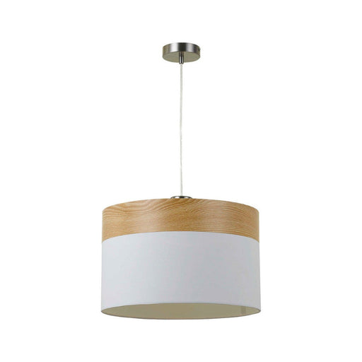 Buy Pendant Lights Australia Fiona 1 Light Pendant 400mm Nickel & Oak, White - FIONA PE40-OAKWH