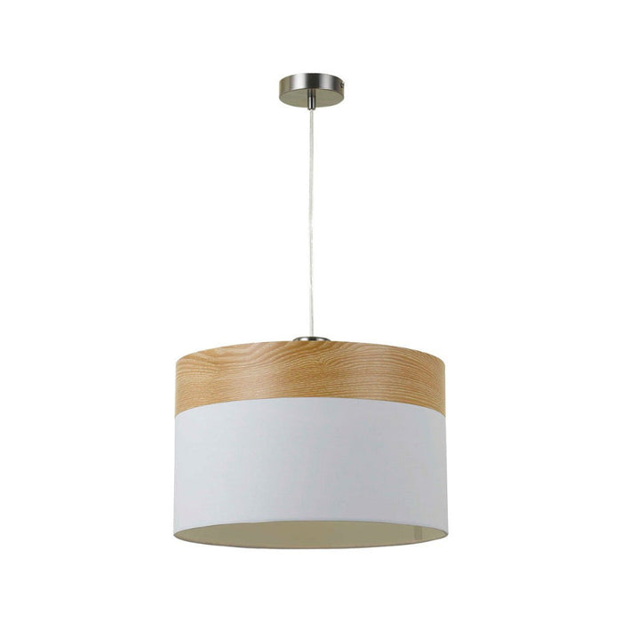 Buy Pendant Lights Australia Fiona 1 Light Pendant 400mm Nickel & Oak, White - FIONA PE40-OAKWH