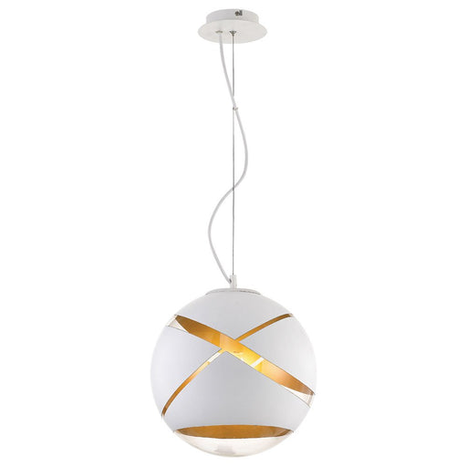 Buy Pendant Lights Australia Matrix 1 Light Pendant 300mm White, Gold - MATRIX PE30-WHGD
