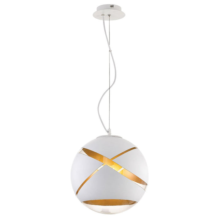 Buy Pendant Lights Australia Matrix 1 Light Pendant 300mm White, Gold - MATRIX PE30-WHGD