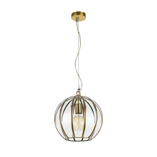 Buy Pendant Lights Australia Medina 1 Light Pendant 300mm Antique Brass & Clear - MEDINA PE30-AB