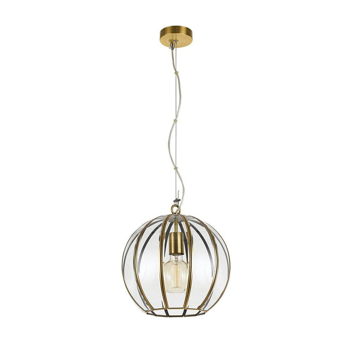 Buy Pendant Lights Australia Medina 1 Light Pendant 300mm Antique Brass & Clear - MEDINA PE30-AB