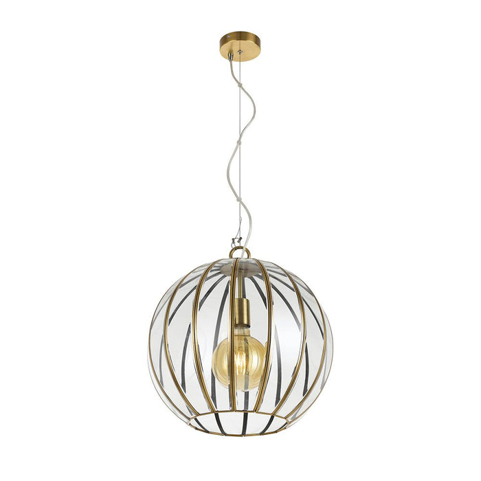 Buy Pendant Lights Australia Medina 1 Light Pendant 400mm Antique Brass & Clear - MEDINA PE40-AB