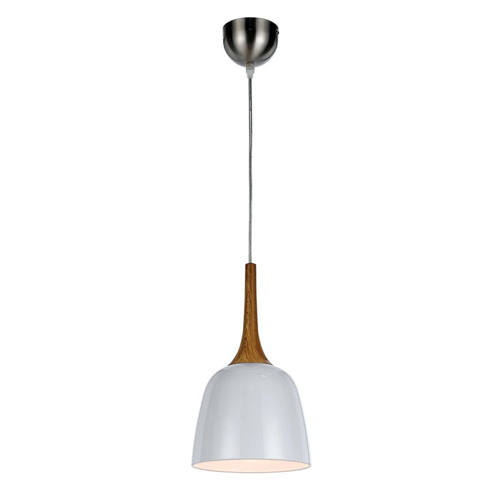 Buy Pendant Lights Australia Polk 1 Light Pendant 200mm Oak & White - POLK PE20-OK+WH