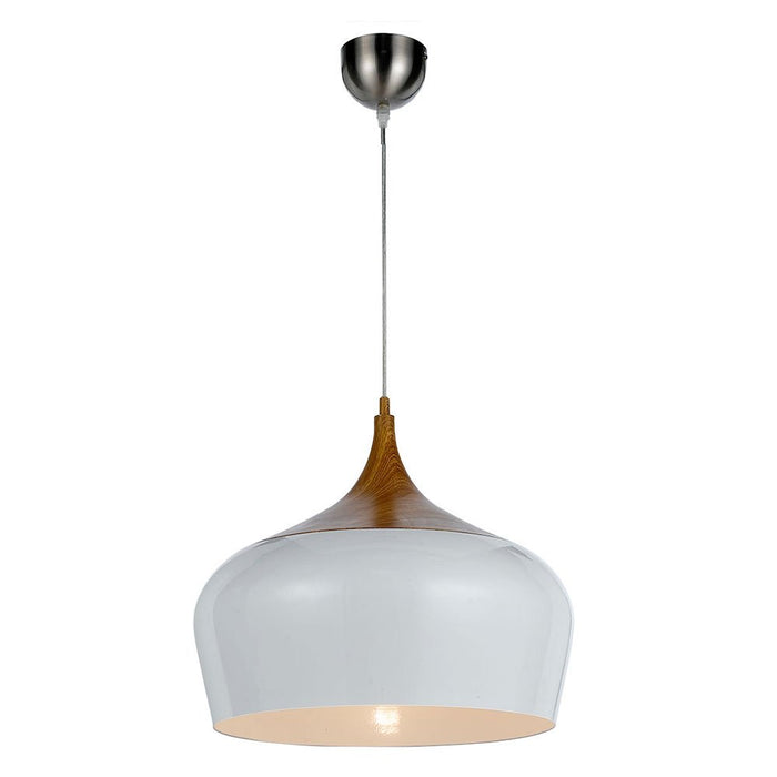 Buy Pendant Lights Australia Polk 1 Light Pendant 300mm Oak & White - POLK PE30-OK+WH