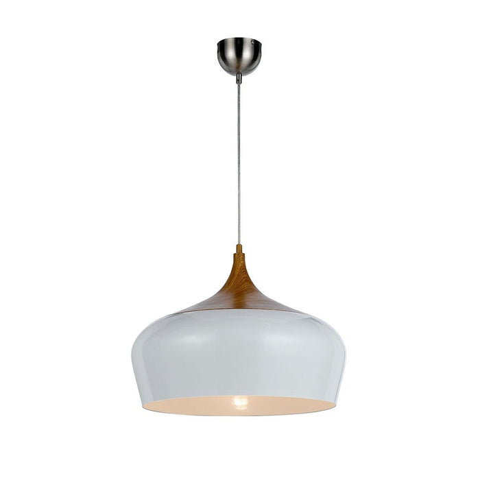 Buy Pendant Lights Australia Polk 1 Light Pendant 460mm Oak & White - POLK PE46-OK+WH