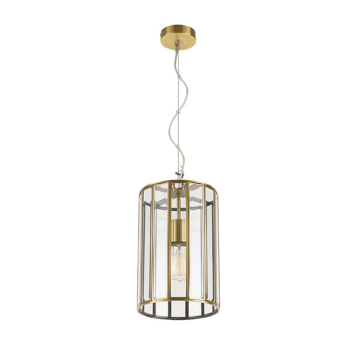 Buy Pendant Lights Australia Pratt 1 Light Pendant 200mm Antique Brass & Clear - PRATT PE20-AB