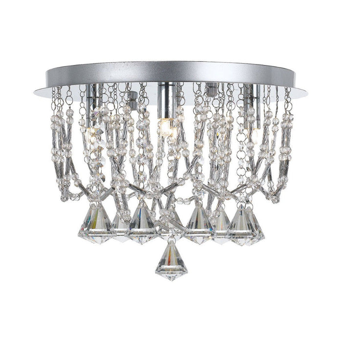 Buy Flush Mount Lights Australia Sandro 5 Light Ceiling Light Chrome & Clear Crystal Beads - SANDRO CTC5-CH