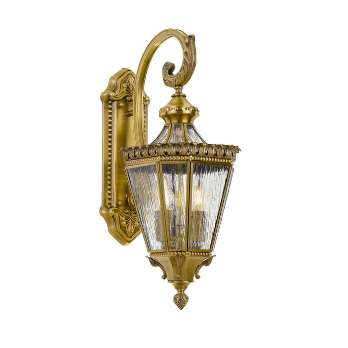Buy Exterior Wall Lights Australia Scroll 2 Light Wall Light IP44 Antique Brass & Clear - SCROLL EX25-BRS