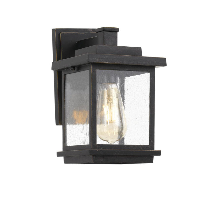 Buy Exterior Wall Lights Australia Strand 1 Light Wall Light IP44 Black & Seed Glass - STRAND EX-BK