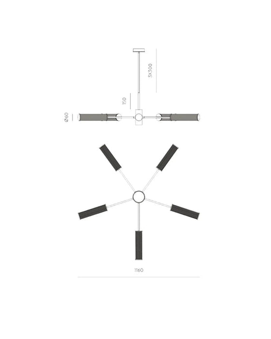 Ison 5 Light LED Pendant Light Matte Black - ARO.C1298/5/NEG