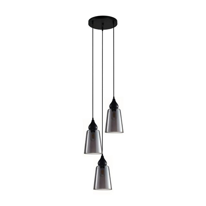 Buy Cluster Pendants Australia Interior Ellipse Glass Shape 3 Light Cluster Pendant Black Smoke - JEREZ2X3R