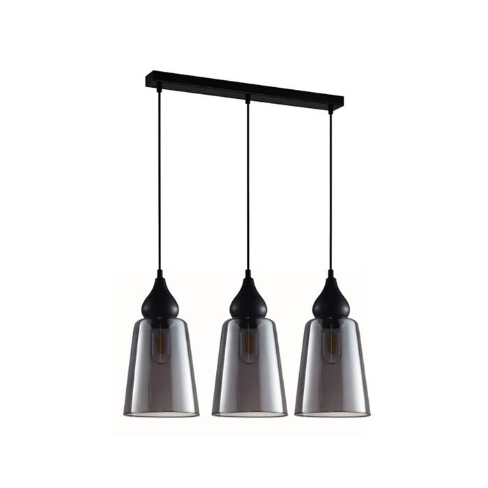 Buy Island Pendant Lights Australia Interior Ellipse Glass Shape 3 Light Island Pendant Black Smoke - JEREZ2X3S