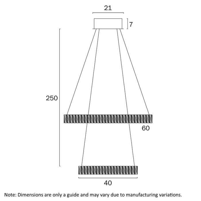 Jura 2 Tier LED Pendant 100W TRI Colour Gold - JURA PE2T-GD3C