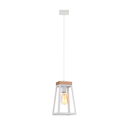 Buy Pendant Lights Australia LANTERNA Wood Trapezium 1 Light Pendant White - LANTERNA2