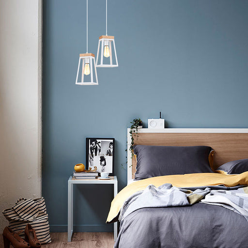 Buy Pendant Lights Australia LANTERNA Wood Trapezium 1 Light Pendant White - LANTERNA2