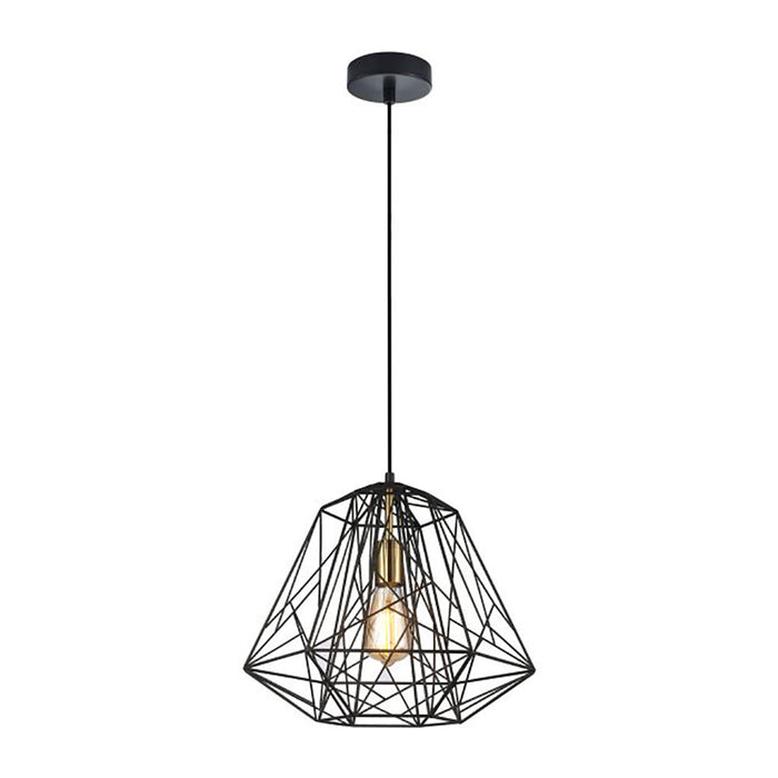 Buy Pendant Lights Australia Interior Iron Cage 1 Light Pendant Black & Brass - MARTE1