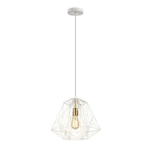 Buy Pendant Lights Australia Interior Iron Cage 1 Light Pendant White & Brass - MARTE3